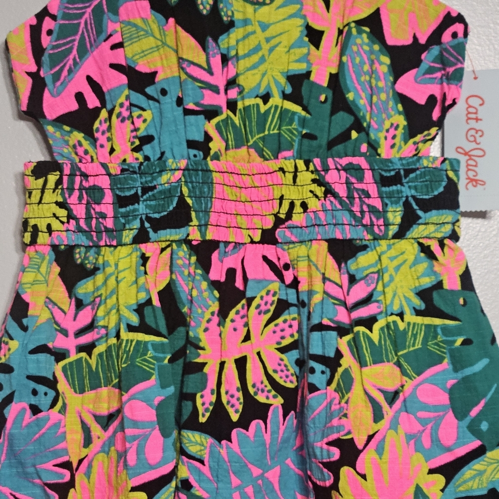 Cat and Jack Girl's  Sleeveless Tropical Print Dress - Picture 6 of 14
